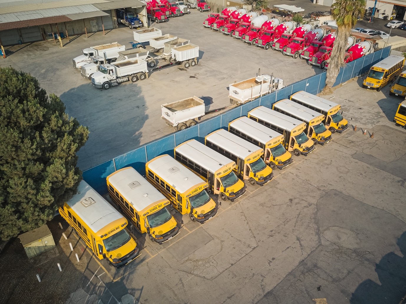 Identical trucks in a row